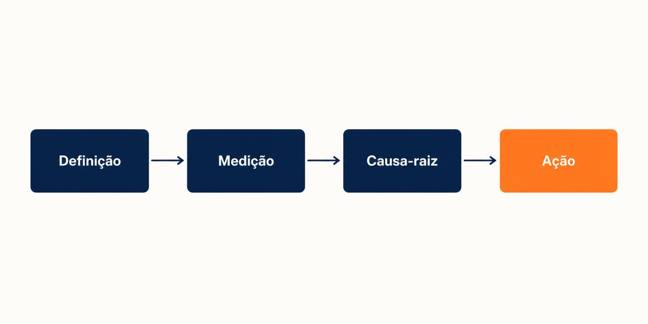 Diagrama de quatro etapas: definição, medição, causa-raiz e ação